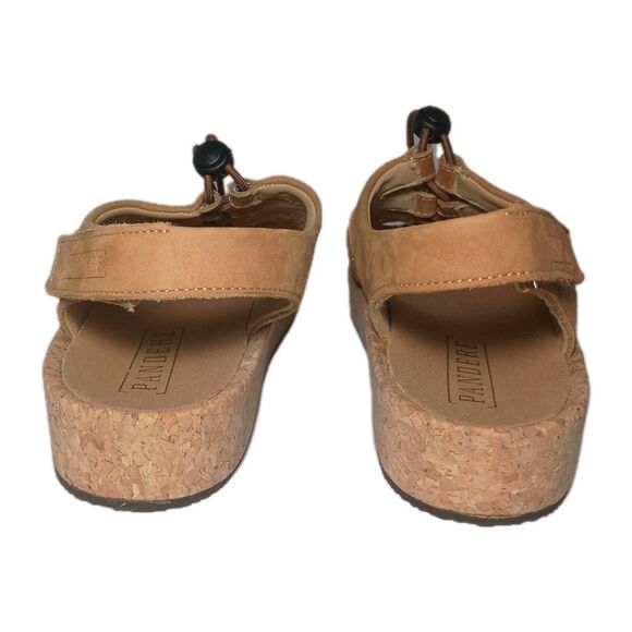 Pandere Traveler Cork Wedge Sandals 8 Tan Nubuck Leather Wide Swollen Feet - Picture 4 of 14